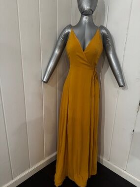 Forever 21 Mustard Wrap Maxi Dress with Slim Straps